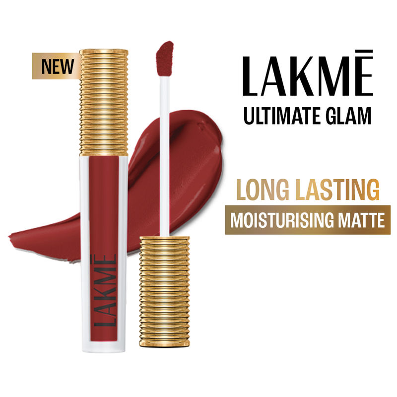 Lakme Ultimate Glam Matte Liquid Lipstick - Crimson Rose