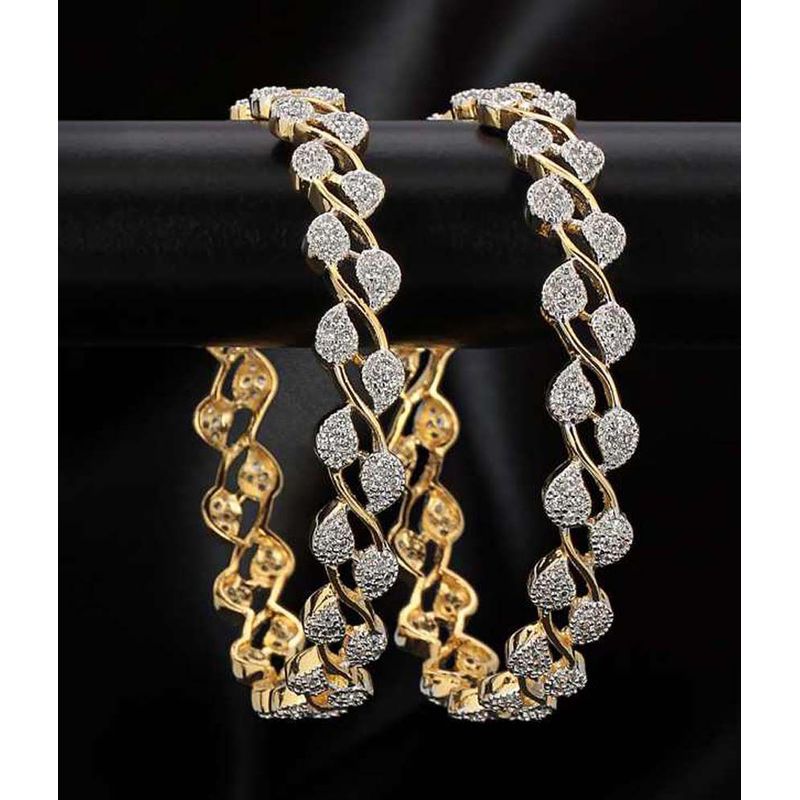 Youbella Jewellery American Diamond Gold Plated Bangles - 2.4