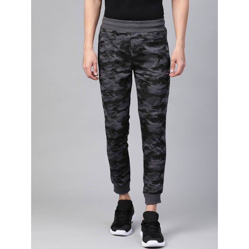 Alcis Men Black Slim Fit Camouflage Printed Joggers (S)
