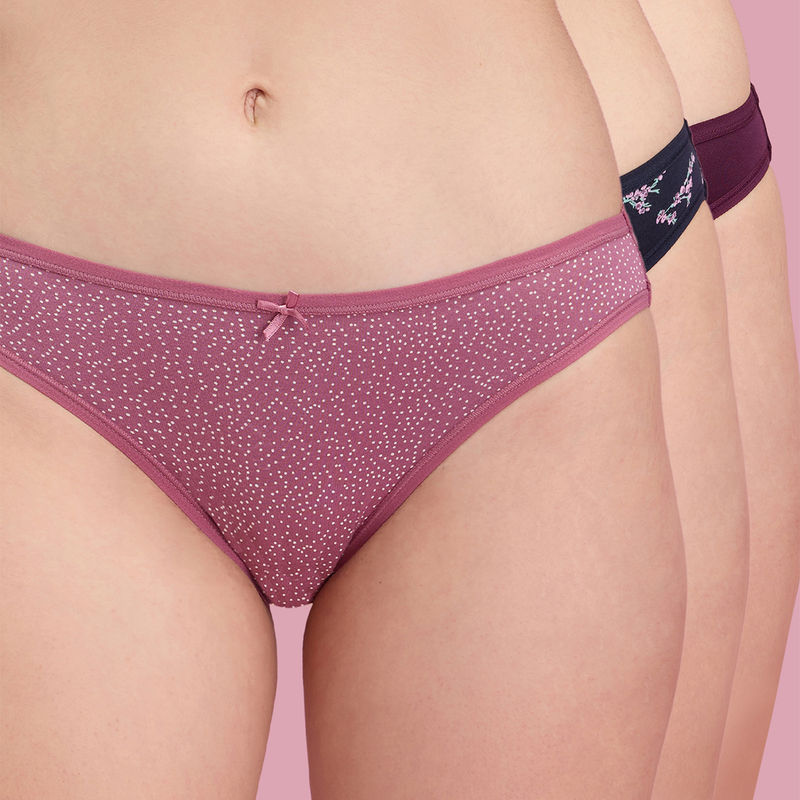 Nykd By Nykaa Low Rise Cotton Bikini Panty with Outer Elastic-NYP030-Multicolor-P03-Colors & Print May Vary (L)