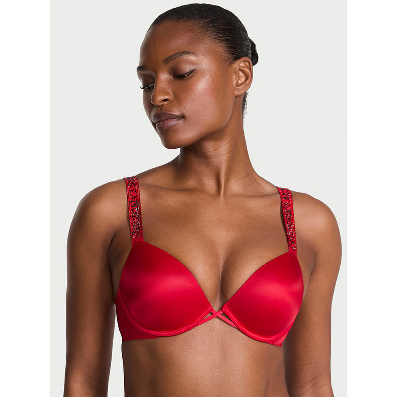 Victoria's Secret Red Very Sexy Sunset Ombre Shine Strap Push-Up Bra (32D)