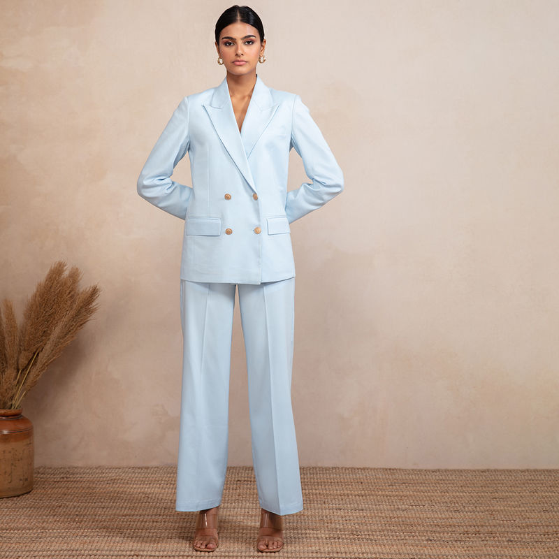 RSVP by Nykaa Fashion Light Blue Here For Work Co ords (Set of 2) (2XL)