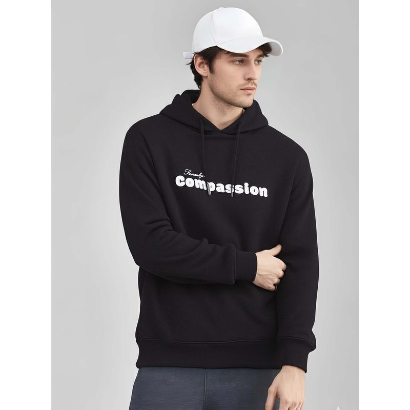 Styli Men Black Typography Relaxed Fit Hoodie (XL)