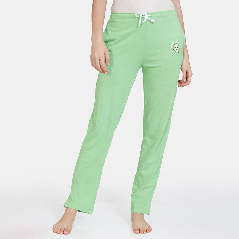 Zivame Fruggies Knit Cotton Pyjama - Jade Lime Green (XS)