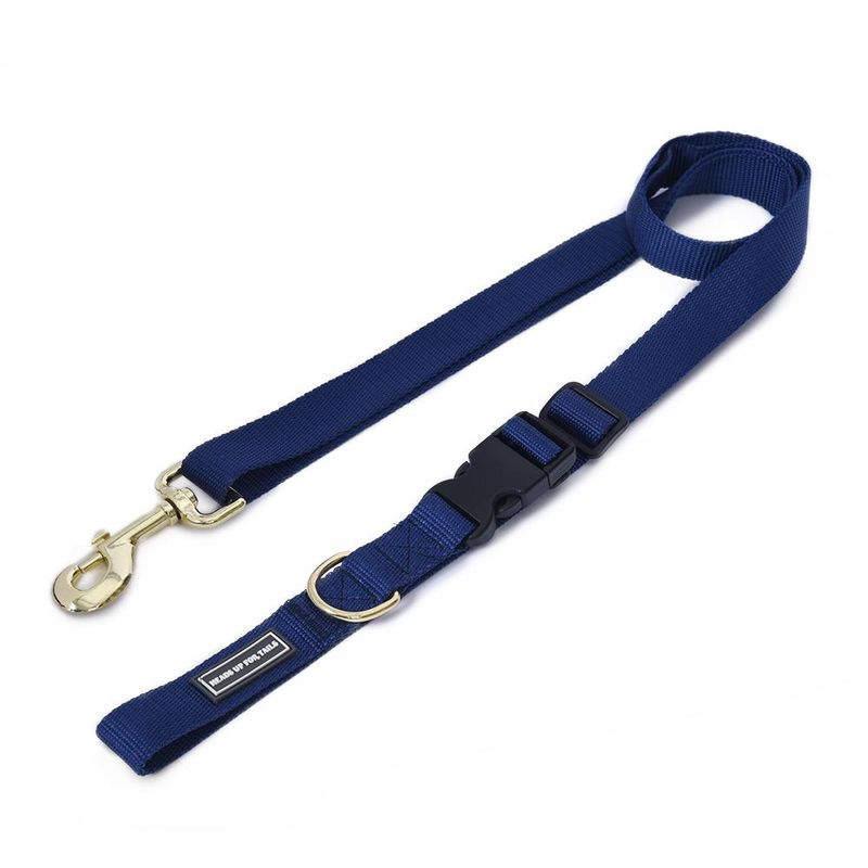 Heads Up For Tails Adjustable Nylon Dog Leash - Navy Blue (Medium)