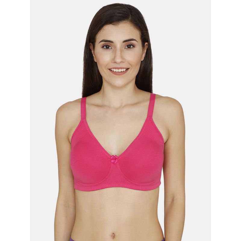 Zivame Rosaline Basics Double Layered Non Wired 3/4th Coverage Bra - Fuchsia Rose (34B)