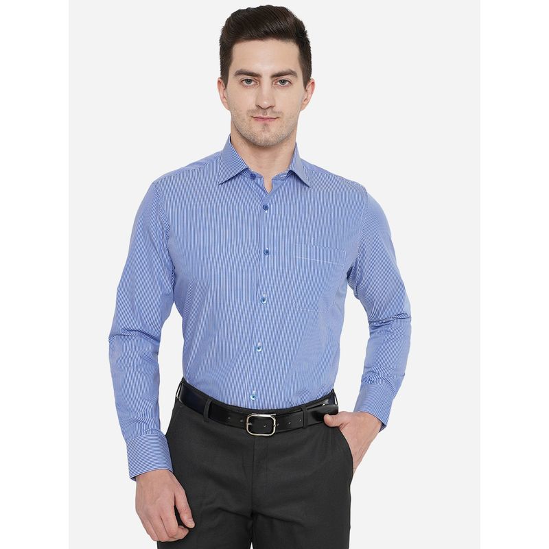 Metal Men Royal Blue Cotton Slim Fit Solid Formal Shirt (39)