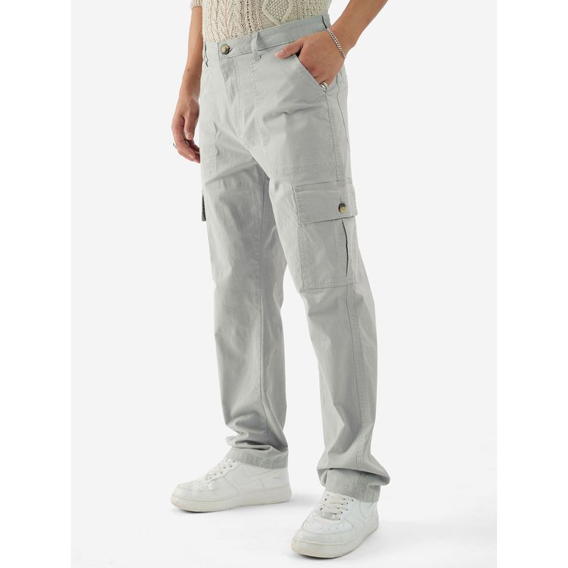 The Souled Store Solids Ice Grey Men Cargo Pants (34)