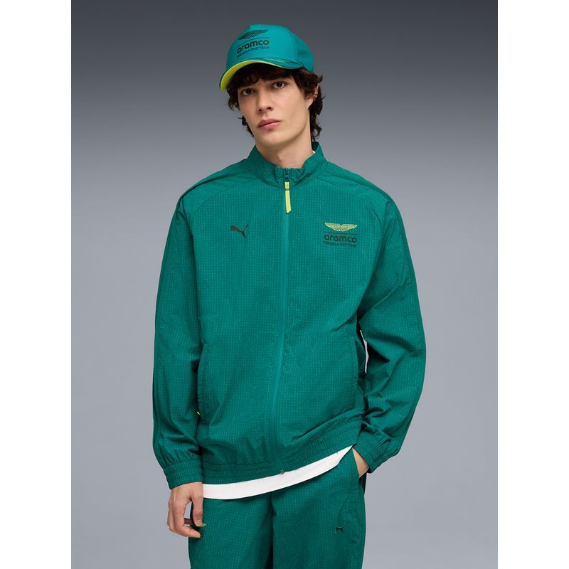 Puma Aston Martin F1 Mens Textured T7 Oversized Jacket Green (XS)