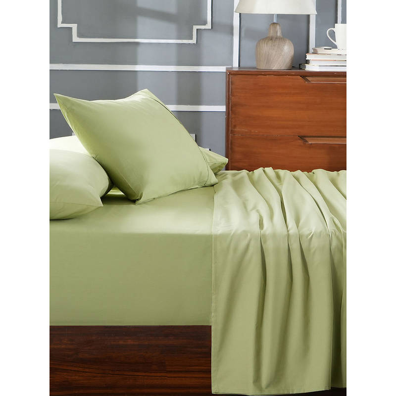 Maspar Green 100% Cotton Solid Bedsheet with 2 Pillow Covers (Double)