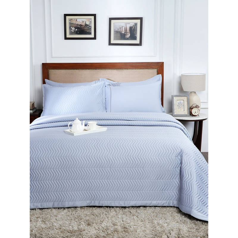 Maspar Blue Summer Ac Room Cotton Bed Solid Quilt (Double)