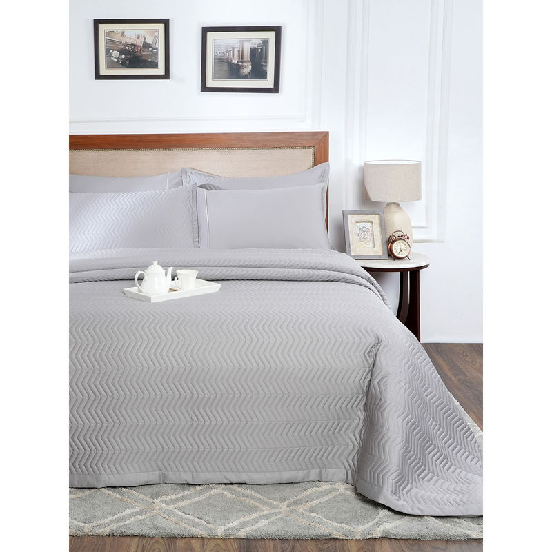 Maspar Grey Summer Ac Room Cotton Bed Solid Quilt (Double)