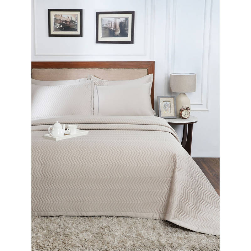 Maspar Beige Summer Ac Room Cotton Bed Solid Quilt (Double)