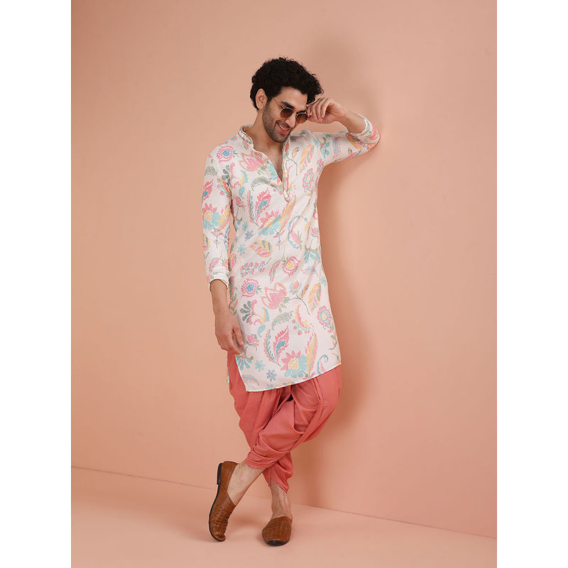 KISAH Mens Multi-Color Printed Kurta With Dhoti (Set of 2) (40)