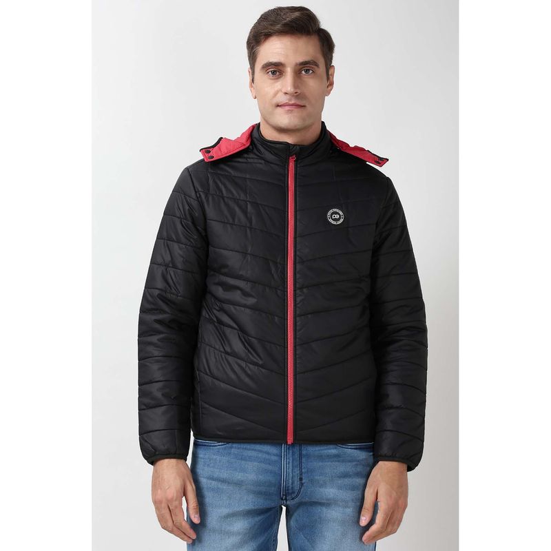 Peter England Men Black Solid Puffer Jacket (S)