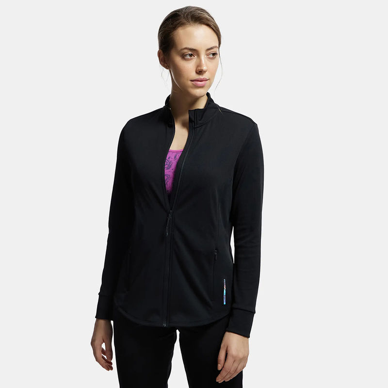 Jockey MW67 Women Microfiber Relaxed Fit Jacket with Curved Back Hem - Black (S)