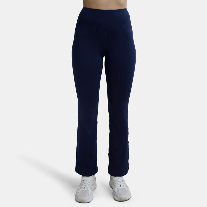 Jockey MW77 Women Microfiber Elastane Stretch Regular Fit Flared Pants - Peacoat (XL)