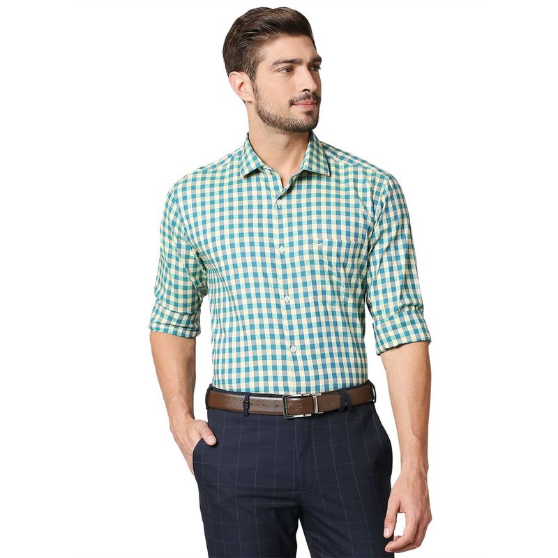 Park Avenue Medium Green Formal Shirt (XL)