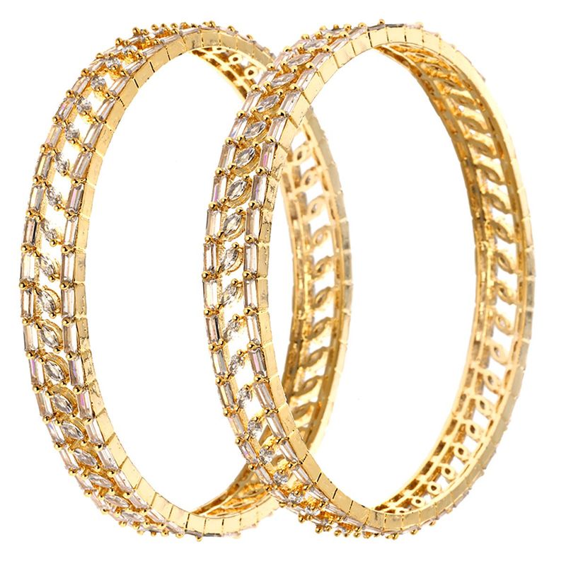 Laida Set Of 2 Gold Plated Ad Studded Handcrafted Bangles - 2.4