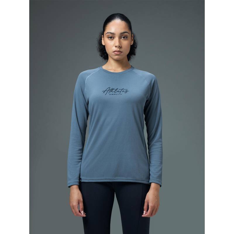 Technosport Women Printed Sports T-Shirt for Yoga and Fitness with Technocool+ - Blue (L)