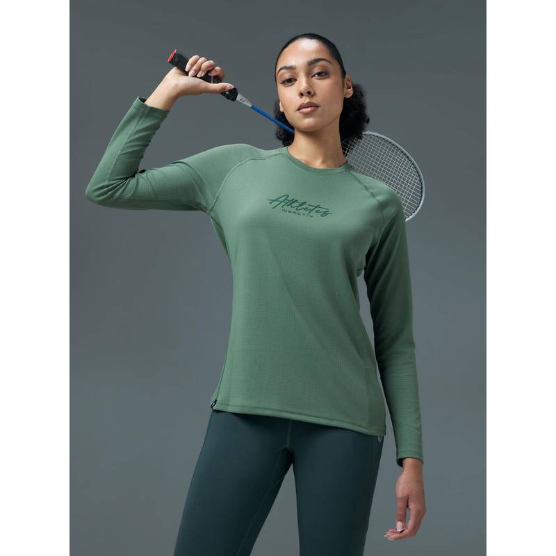 Technosport Women Printed Sports T-Shirt for Yoga and Fitness with Technocool+ - Green (L)