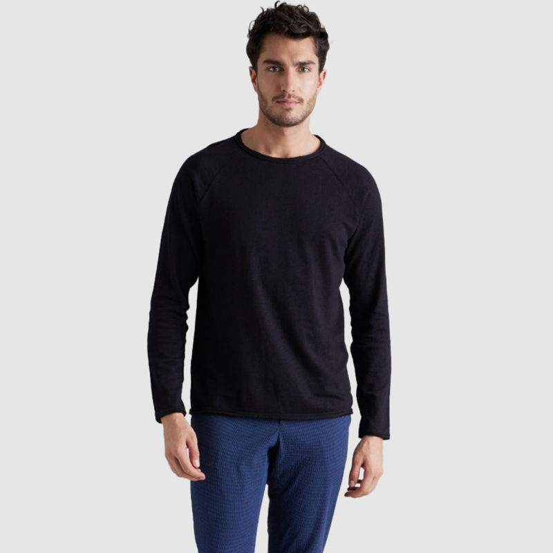 CELIO Men Solid Black Long Sleeve T-Shirt (M)