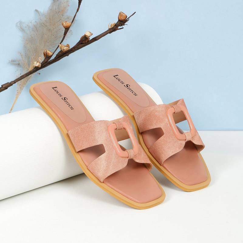 Louis Stitch Women Open Toe Slip On Pink Flats (UK 3)
