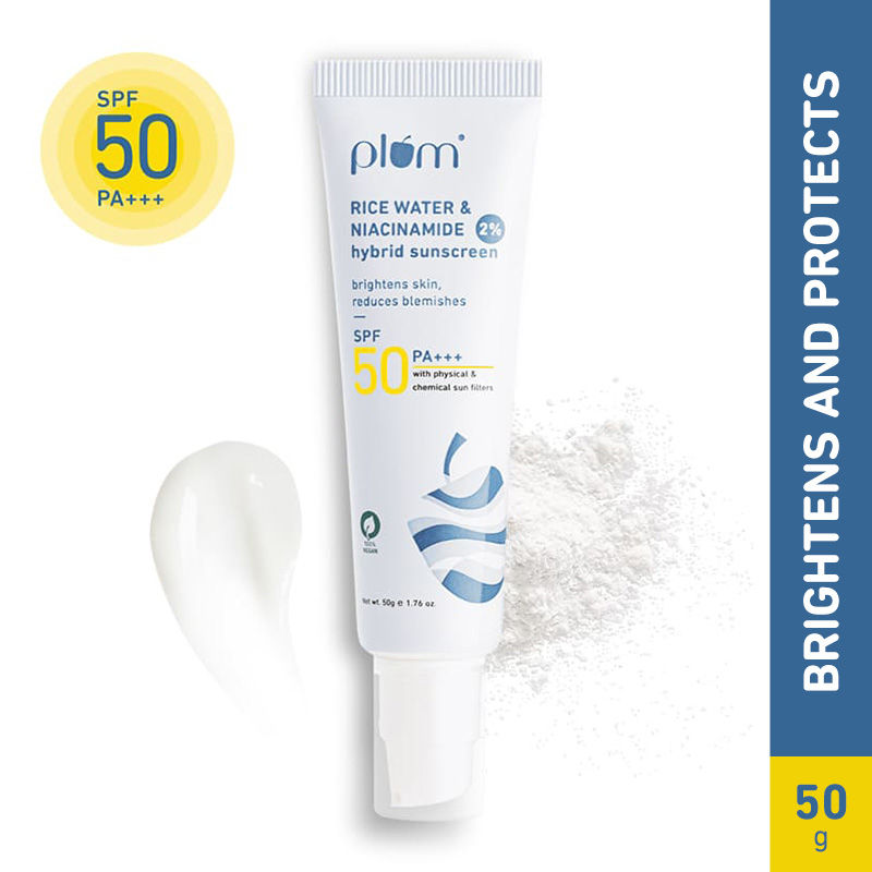 Plum 2% Niacinamide Sunscreen SPF 50 PA+++ UVA/B - Reduces Tan, No White Cast, Dermat Tested