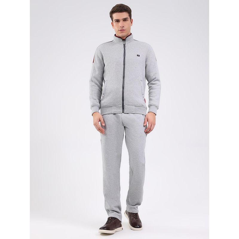 Monte Carlo Grey Cotton Blend Regular Mid Waist High Neck Jacket with Trackpant (XL)