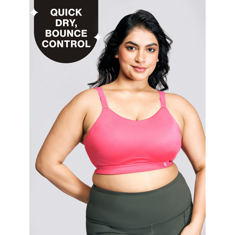 Nykd By Nykaa Multiway Adjustable High Impact Bounce Control Padded Sports Bra NYK908 Pink (36D)