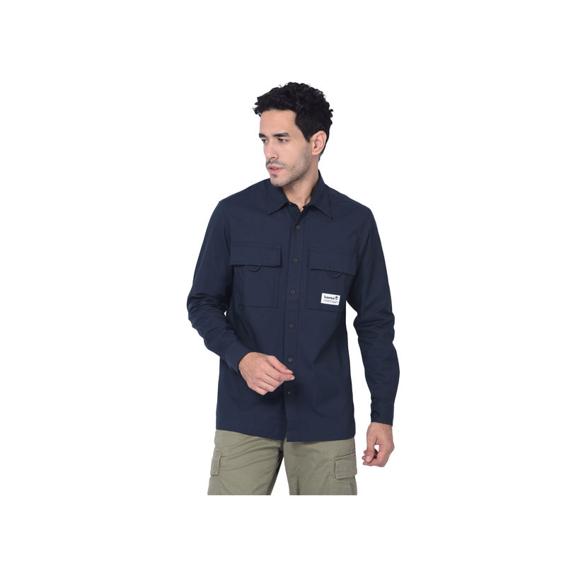Timberland Men Navy Blue Full Sleeve Shirt (L)