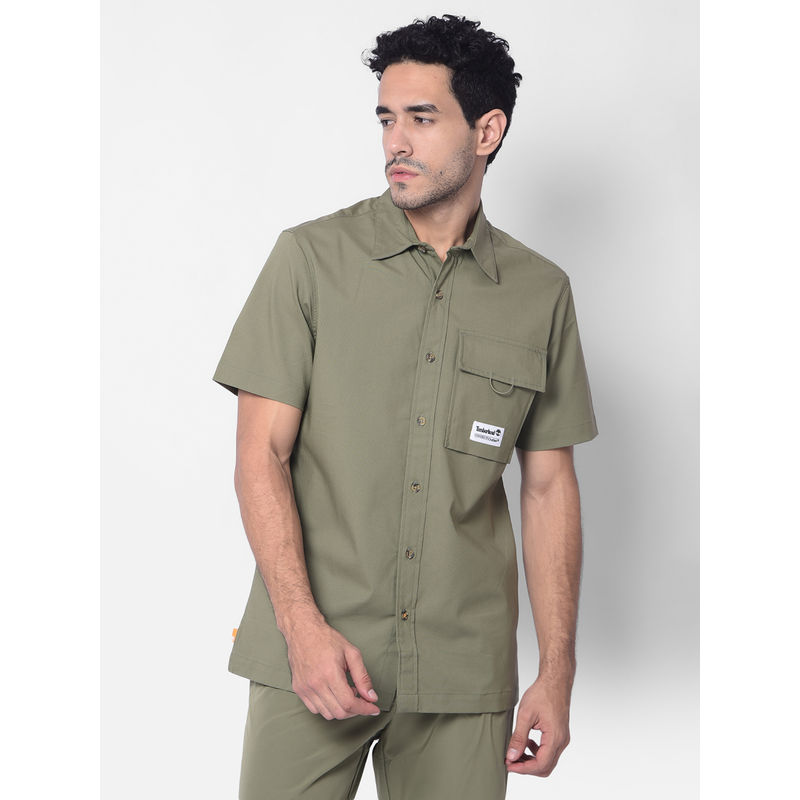 Timberland Men Khaki Short Sleeve Shirt (L)