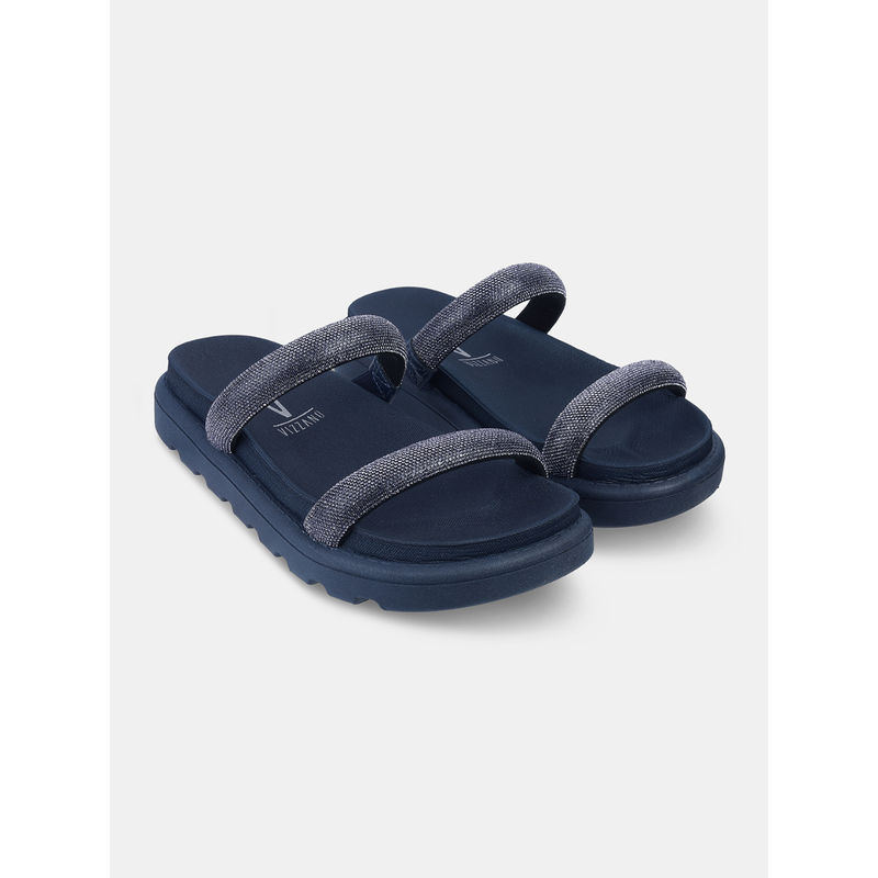 Vizzano Women Casual Flat Slide Sandals Navy Blue (EURO 36)