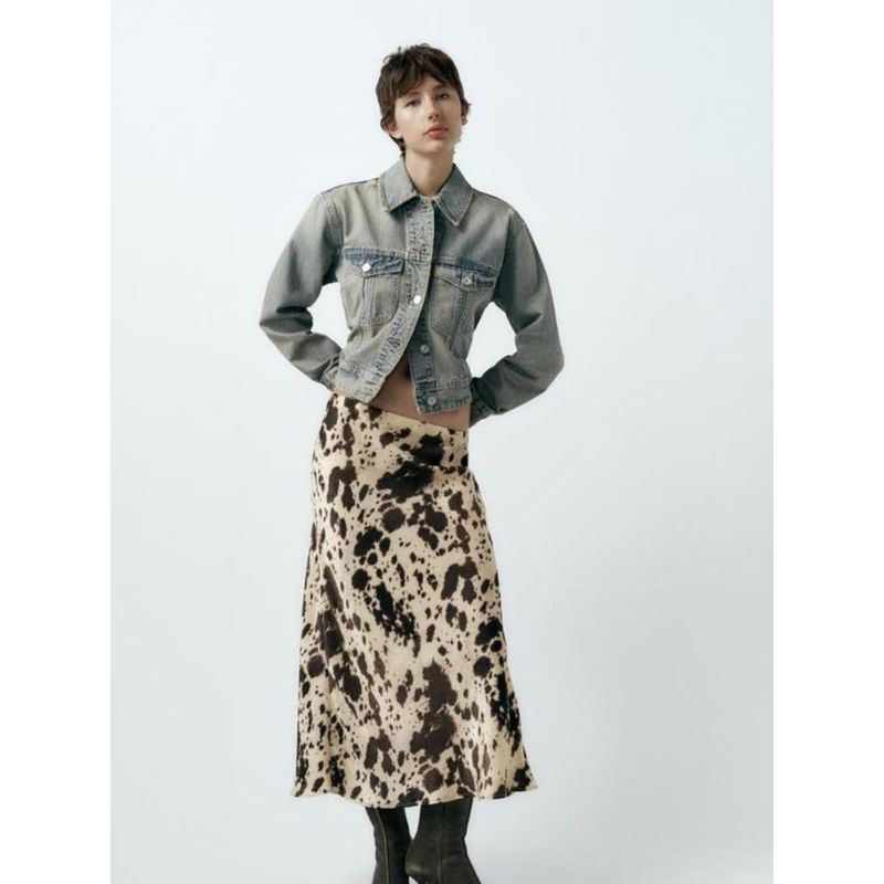 Addery Cow Print Beachwear Skirt (L)