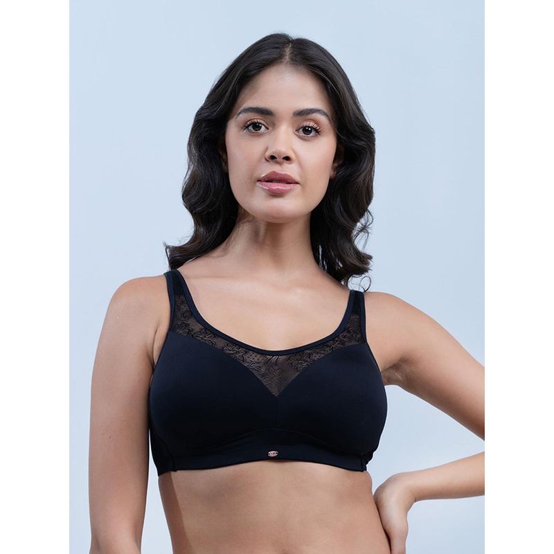 SOIE Womens Padded Non-Wired Full Coverage Lace Cami Bra (36DD)