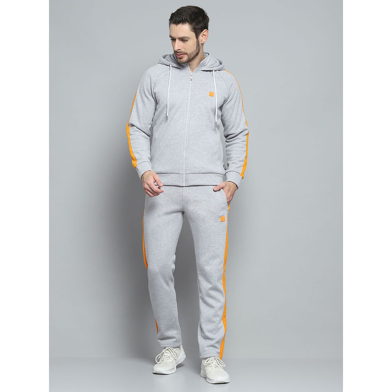 Rock.it Mens Solid Grey Hooded Neck Full Sleeve Sweatshirt with Trackpant (Set of 2) (L)
