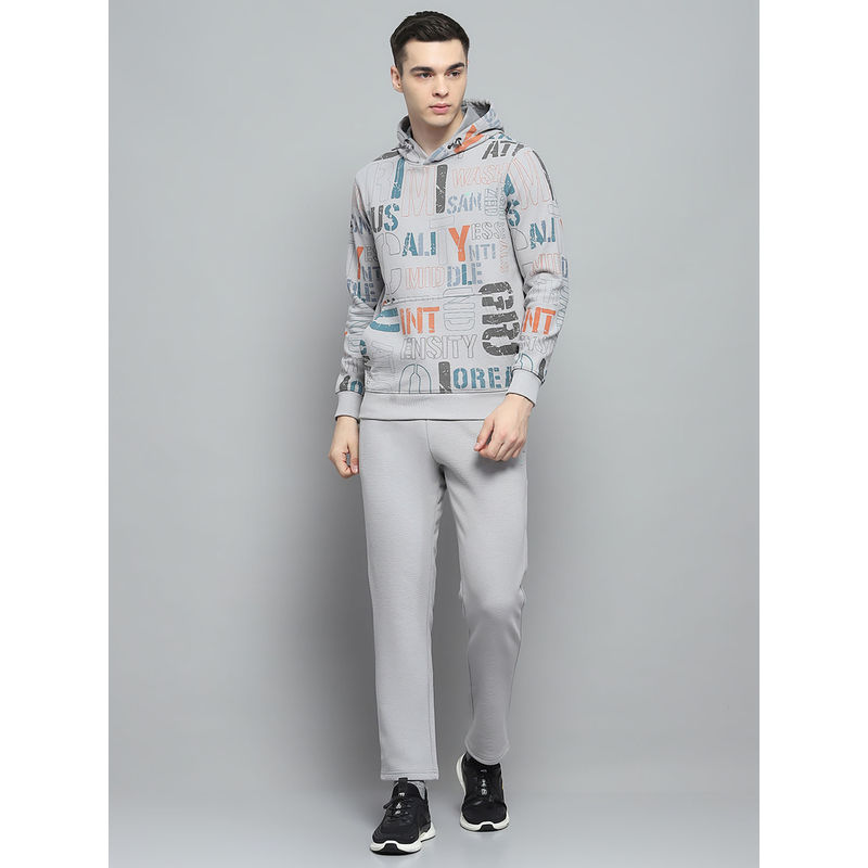 Monte Carlo Mens Typography Grey Hooded Neck Full Sleeve Hoodies with Trackpant (Set of 2) (XL)
