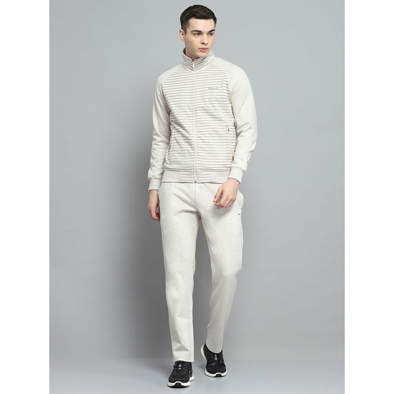 Monte Carlo Mens Stripes Beige High Neck Full Sleeve Sweatshirt with Trackpant (Set of 2) (3XL)
