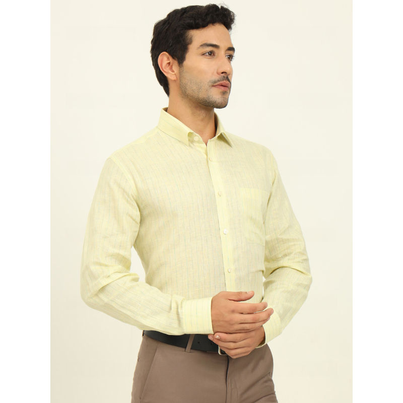 JadeBlue Men Lemon Yellow Regular Fit Formal Shirt (39)