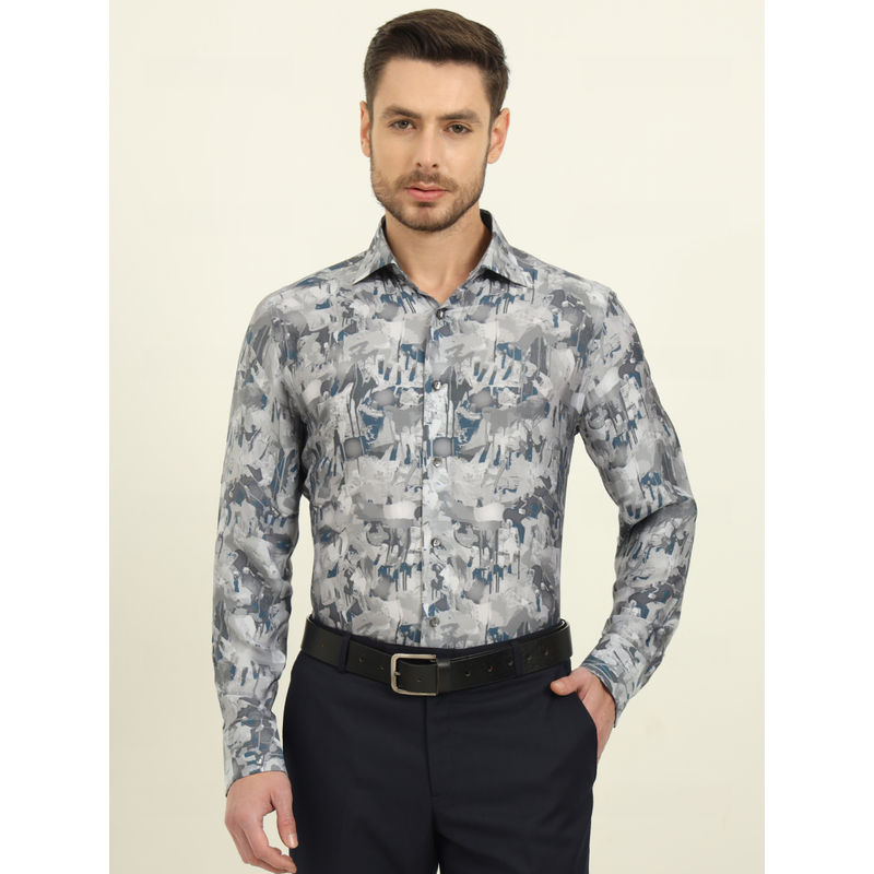 JadeBlue Men Light Grey Slim Fit Party Wear Formal Shirt (39)