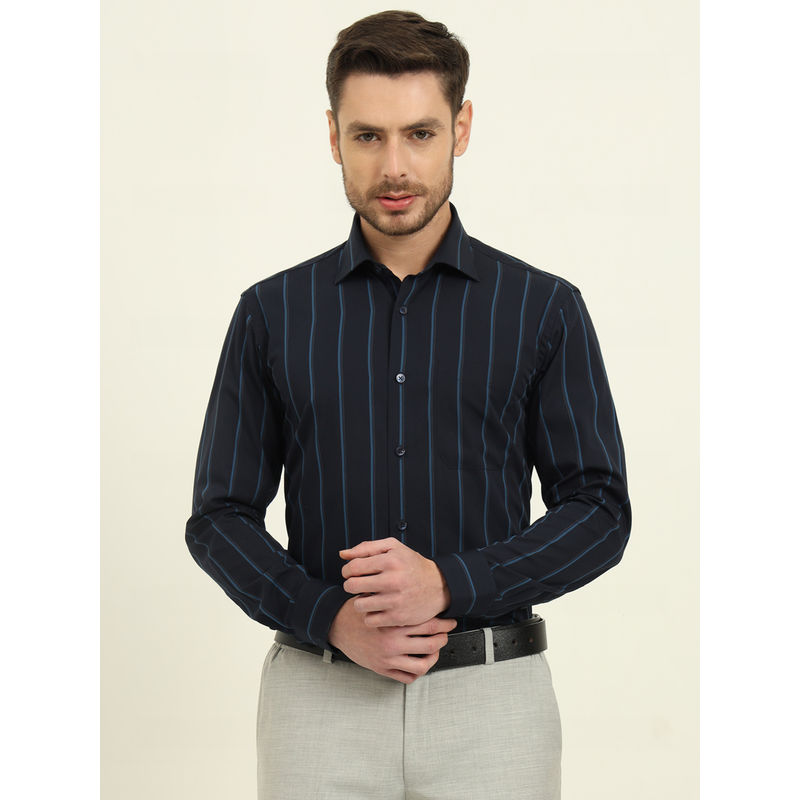 Metal Men Navy Blue Slim Fit Formal Shirt (38)