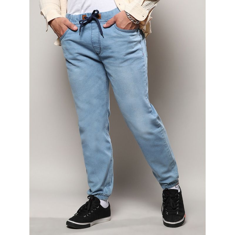Instafab Plus Mens Light Blue Cinched Hem Denim Jeans (42)