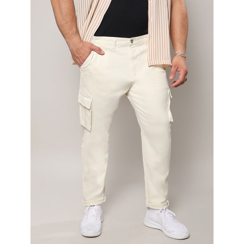 Instafab Plus Mens Pale Off White Cargo Trousers (38)