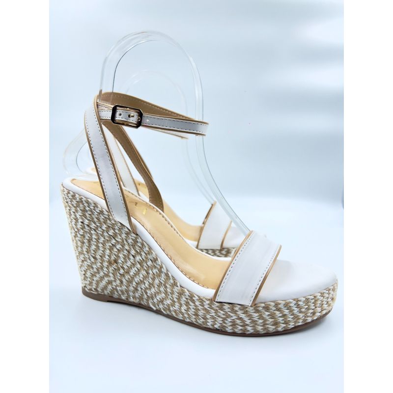 ELVIRAA Jute Covered Wedges Heels White (EURO 36)