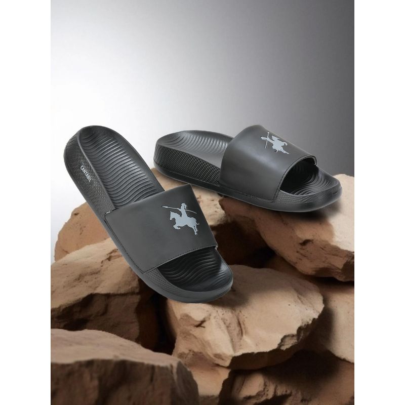 Cantabil Casual Sliders for Men - Black (UK 7)