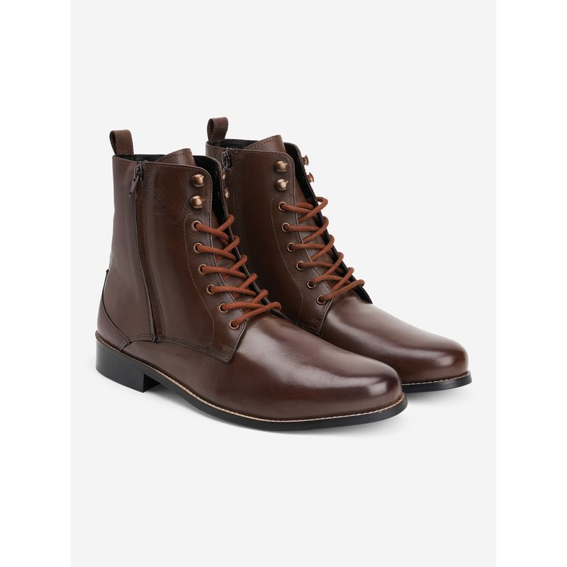 HATS OFF ACCESSORIES Men Mid-Top Brown Leather Regular Boots (EURO 41)