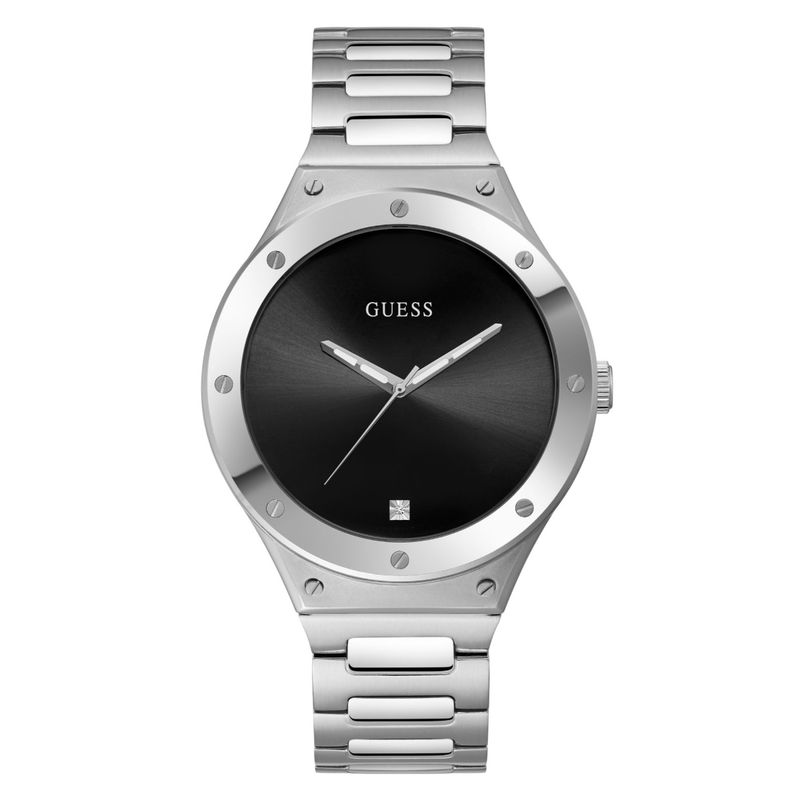 Guess Scope Black Dial Silver Steel Strap Watch for Men - GW0427G1