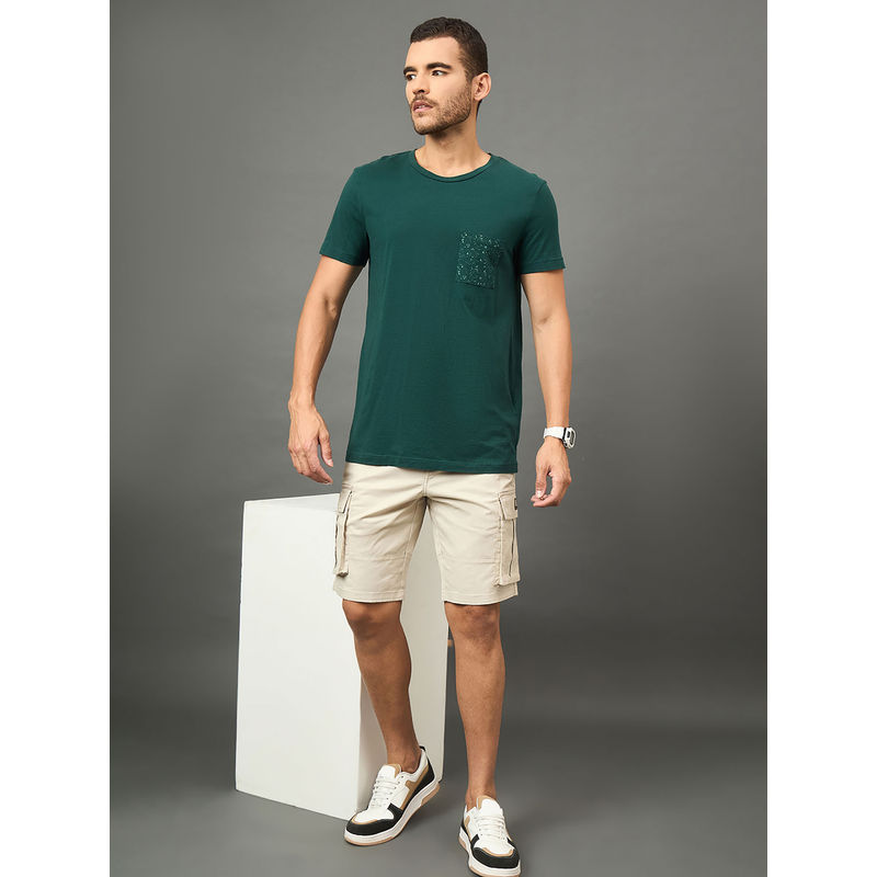 Club York Men Beige Solid Cargo Shorts (36)