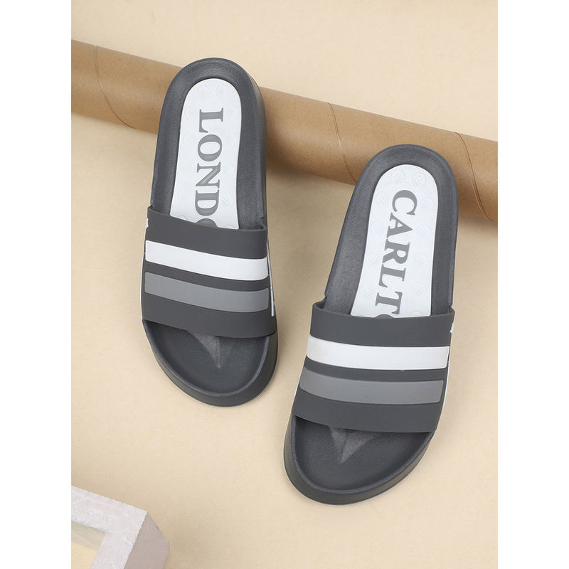 Carlton London Stripes Grey Sliders (EURO 42)