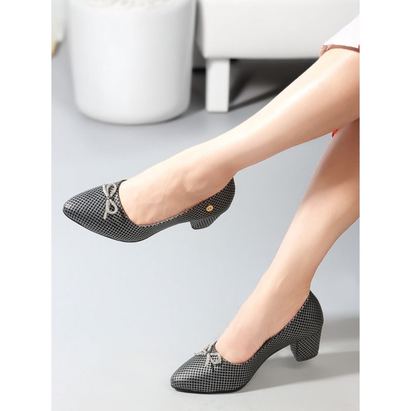 Carlton London Grey Ankle Loop Printed Women Pumps (EURO 40)